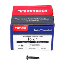 Load image into Gallery viewer, TIMCO Twin-Threaded Round Head Black Woodscrews - 10 x 1 Box OF 200 - 00101BJC
