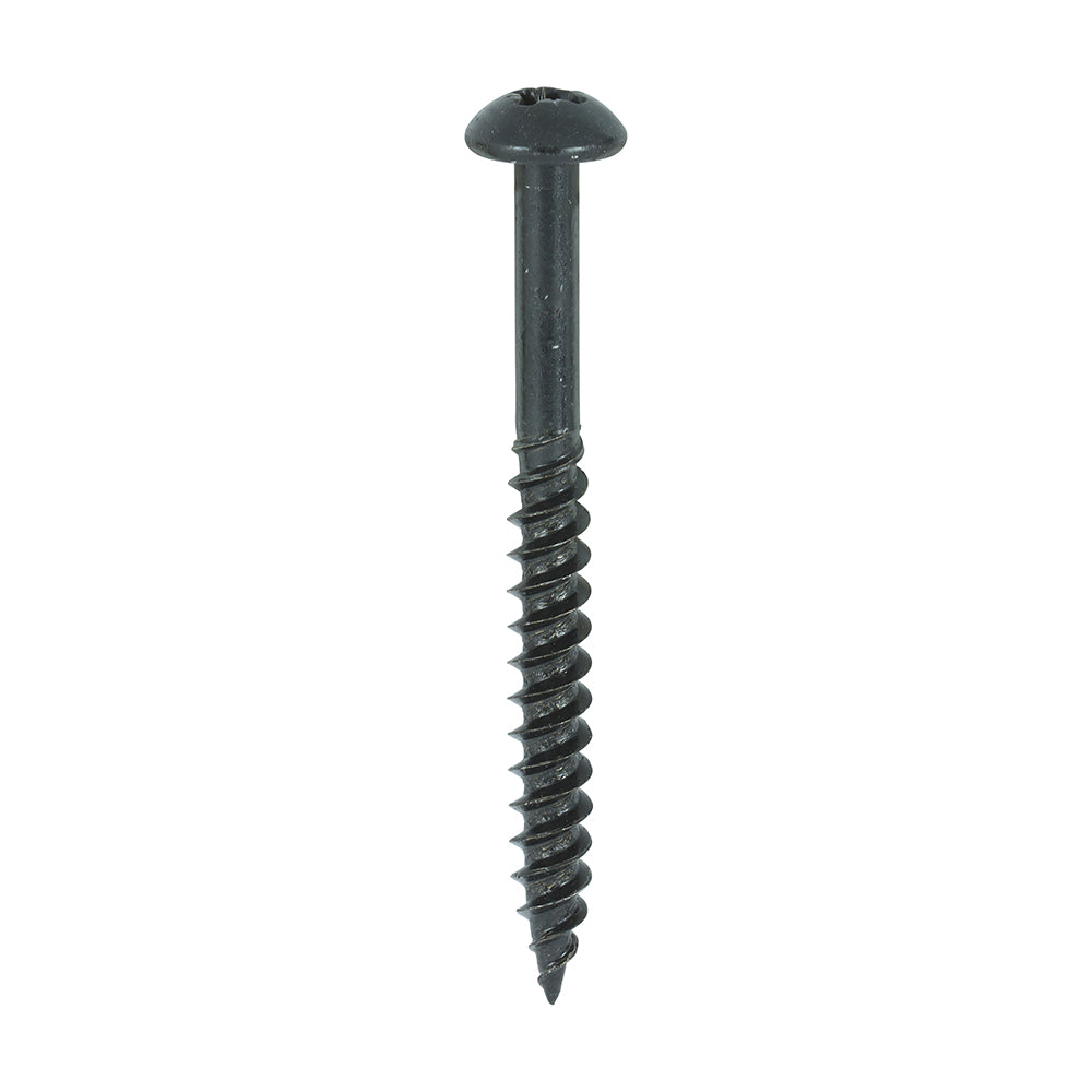 TIMCO Twin-Threaded Round Head Black Woodscrews - 10 x 2 Box OF 200 - 00102BJC