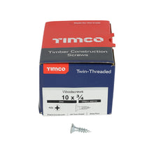 Load image into Gallery viewer, TIMCO Twin-Threaded Countersunk Silver Woodscrews - 10 x 3/4 Box OF 200 - 01034CWZ
