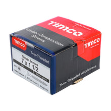 Load image into Gallery viewer, TIMCO Twin-Threaded Countersunk Silver Woodscrews - 7 x 1 1/2 Box OF 200 - 07112CWZ
