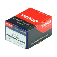 Load image into Gallery viewer, TIMCO Twin-Threaded Countersunk Silver Woodscrews - 8 x 1 1/4 Box OF 200 - 08114CWZ
