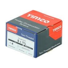 Load image into Gallery viewer, TIMCO Twin-Threaded Countersunk Silver Woodscrews - 8 x 1 3/4 Box OF 200 - 08134CWZ
