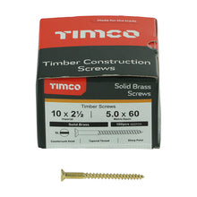 Load image into Gallery viewer, TIMCO Solid Brass Countersunk Woodscrews - 10 x 2 1/2 Box OF 100 - 10212CBS
