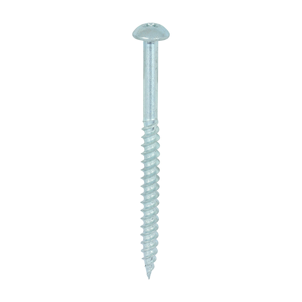 TIMCO Twin-Threaded Round Head Silver Woodscrews - 10 x 21/2 Box OF 200 - 10212CRWZ