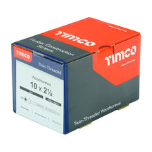 Load image into Gallery viewer, TIMCO Twin-Threaded Round Head Silver Woodscrews - 10 x 21/2 Box OF 200 - 10212CRWZ
