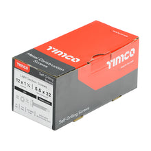 Load image into Gallery viewer, TIMCO Self-Drilling Light Section Silver Screws - 12 x 1 1/4 Box OF 500 - 12114HWSD

