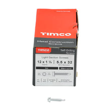 Load image into Gallery viewer, TIMCO Self-Drilling Light Section Silver Screws - 12 x 1 1/4 Box OF 500 - 12114HWSD
