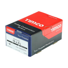 Load image into Gallery viewer, TIMCO Twin-Threaded Countersunk Silver Woodscrews - 12 x 3 1/2 Box OF 100 - 12312CWZ
