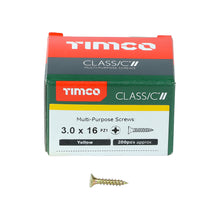 Load image into Gallery viewer, TIMCO Classic Multi-Purpose Countersunk Gold Woodscrews - 3.0 x 16 Box OF 200 - 30016CLAF
