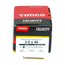 Load image into Gallery viewer, TIMCO Velocity Premium Multi-Use Countersunk Gold Woodscrews - 3.0 x 40 Box OF 200 - 30040VY
