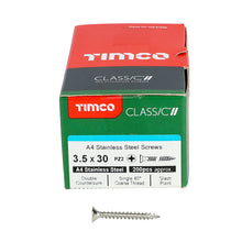 Load image into Gallery viewer, TIMCO Classic Multi-Purpose Countersunk A4 Stainless Steel Woodcrews - All Sizes

