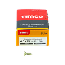 Load image into Gallery viewer, TIMCO Solo Countersunk Gold Woodscrews - 4.0 x 15 Box OF 200 - 40015SOLOC
