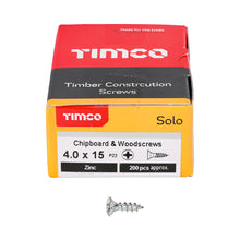 Load image into Gallery viewer, TIMCO Solo Countersunk Silver Woodscrews - 3.0 x 12 Box OF 200 - 30012SOLOZ
