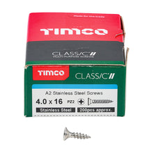 Load image into Gallery viewer, TIMCO Classic Multi-Purpose Countersunk A2 Stainless Steel Woodcrews -All Sizes
