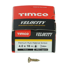 Load image into Gallery viewer, TIMCO Velocity Premium Multi-Use Countersunk Gold Woodscrews - 4.0 x 16 Box OF 200 - 40016VY
