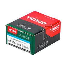 Load image into Gallery viewer, TIMCO Classic Multi-Purpose Countersunk A2 Stainless Steel Woodcrews - 4.0 x 20 Box OF 200 - 40020CLASS
