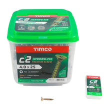 Load image into Gallery viewer, TIMCO C2 Strong-Fix Multi-Purpose Premium Countersunk Gold Woodscrews - 4.0 x 25 Tub OF 1700 - 40025C2TUB
