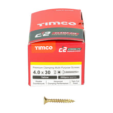 Load image into Gallery viewer, TIMCO C2 Clamp-Fix Multi-Purpose Premium Countersunk Gold Woodscrews - 4.0 x 30 Box OF 200 - 40030C2C
