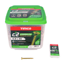 Load image into Gallery viewer, TIMCO C2 Strong-Fix Multi-Purpose Premium Countersunk Gold Woodscrews - 4.0 x 40 Tub OF 1200 - 40040C2TUB
