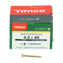 Load image into Gallery viewer, TIMCO Classic Multi-Purpose Pan Head Gold Woodscrews - 4.0 x 40 Box OF 200 - 40040CLAP
