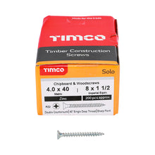 Load image into Gallery viewer, TIMCO Solo Countersunk Silver Woodscrews - 4.0 x 40 Box OF 200 - 40040SOLOZ
