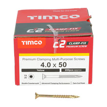 Load image into Gallery viewer, TIMCO C2 Clamp-Fix Multi-Purpose Premium Countersunk Gold Woodscrews - 4.0 x 50 Box OF 200 - 40050C2C
