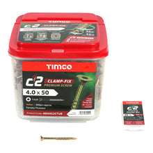 Load image into Gallery viewer, TIMCO C2 Clamp-Fix Multi-Purpose Premium Countersunk Gold Woodscrews - 4.0 x 50 Box OF 200 - 40050C2C

