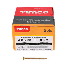 Load image into Gallery viewer, TIMCO Solo Countersunk Gold Woodscrews - 4.0 x 50 Box OF 200 - 40050SOLOC
