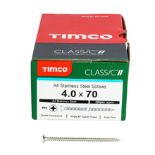 Load image into Gallery viewer, TIMCO Classic Multi-Purpose Countersunk A4 Stainless Steel Woodcrews - 3.0 x 16 Box OF 200 - 30016CLA4
