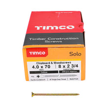 Load image into Gallery viewer, TIMCO Solo Countersunk Gold Woodscrews - 4.0 x 70 Box OF 200 - 40070SOLOC
