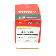 Load image into Gallery viewer, TIMCO C2 Clamp-Fix Multi-Purpose Premium Countersunk Gold Woodscrews - 4.0 x 50 Box OF 200 - 40050C2C
