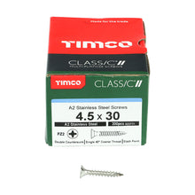 Load image into Gallery viewer, TIMCO Classic Multi-Purpose Countersunk A2 Stainless Steel Woodcrews -All Sizes
