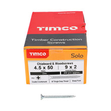 Load image into Gallery viewer, TIMCO Solo Countersunk Silver Woodscrews - 4.5 x 50 Box OF 200 - 45050SOLOZ
