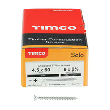 Load image into Gallery viewer, TIMCO Solo Countersunk Silver Woodscrews - 4.5 x 60 Box OF 200 - 45060SOLOZ
