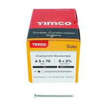 Load image into Gallery viewer, TIMCO Solo Countersunk Silver Woodscrews - 4.5 x 70 Box OF 200 - 45070SOLOZ
