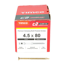 Load image into Gallery viewer, TIMCO C2 Clamp-Fix Multi-Purpose Premium Countersunk Gold Woodscrews - 4.5 x 80 Box OF 200 - 45080C2C

