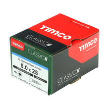 Load image into Gallery viewer, TIMCO Classic Multi-Purpose Countersunk A2 Stainless Steel Woodcrews - 5.0 x 25 Box OF 200 - 50025CLASS
