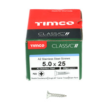 Load image into Gallery viewer, TIMCO Classic Multi-Purpose Countersunk A2 Stainless Steel Woodcrews - 5.0 x 25 Box OF 200 - 50025CLASS
