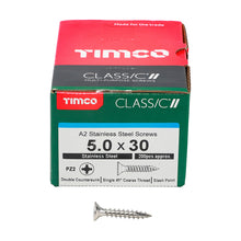 Load image into Gallery viewer, TIMCO Classic Multi-Purpose Countersunk A2 Stainless Steel Woodcrews - 5.0 x 30 Box OF 200 - 50030CLASS
