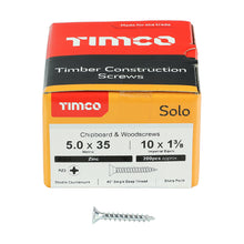 Load image into Gallery viewer, TIMCO Solo Countersunk Silver Woodscrews - 5.0 x 35 Box OF 200 - 50035SOLOZ
