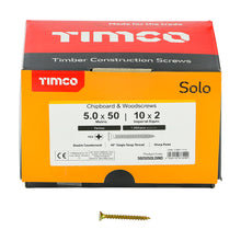 Load image into Gallery viewer, TIMCO Solo Countersunk Gold Woodscrews - 5.0 x 50 Box OF 1000 - 50050SOLOIND
