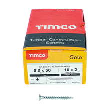 Load image into Gallery viewer, TIMCO Solo Countersunk Silver Woodscrews - 5.0 x 50 Box OF 200 - 50050SOLOZ
