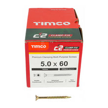Load image into Gallery viewer, TIMCO C2 Clamp-Fix Multi-Purpose Premium Countersunk Gold Woodscrews - 4.0 x 50 Box OF 200 - 40050C2C
