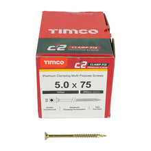 Load image into Gallery viewer, TIMCO C2 Clamp-Fix Multi-Purpose Premium Countersunk Gold Woodscrews - 5.0 x 75 Box OF 200 - 50075C2C
