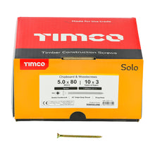 Load image into Gallery viewer, TIMCO Solo Countersunk Gold Woodscrews - 5.0 x 80 Box OF 1000 - 50080SOLOIND
