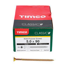 Load image into Gallery viewer, TIMCO Classic Multi-Purpose Countersunk Gold Woodscrews - 5.0 x 90 Box OF 100 - 50090CLAF
