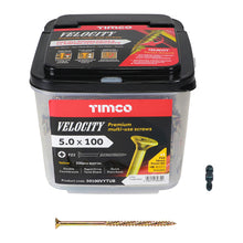 Load image into Gallery viewer, TIMCO Velocity Premium Multi-Use Countersunk Gold Woodscrews - 5.0 x 100 Tub OF 300 - 50100VYTUB
