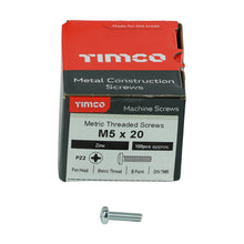 Load image into Gallery viewer, TIMCO Machine Pan Head Silver Screws - M5 x 20 Box OF 100 - 5020PPM
