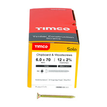 Load image into Gallery viewer, TIMCO Solo Countersunk Gold Woodscrews - 6.0 x 70 Box OF 200 - 60070SOLOC
