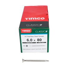 Load image into Gallery viewer, TIMCO Classic Multi-Purpose Countersunk A2 Stainless Steel Woodcrews -All Sizes
